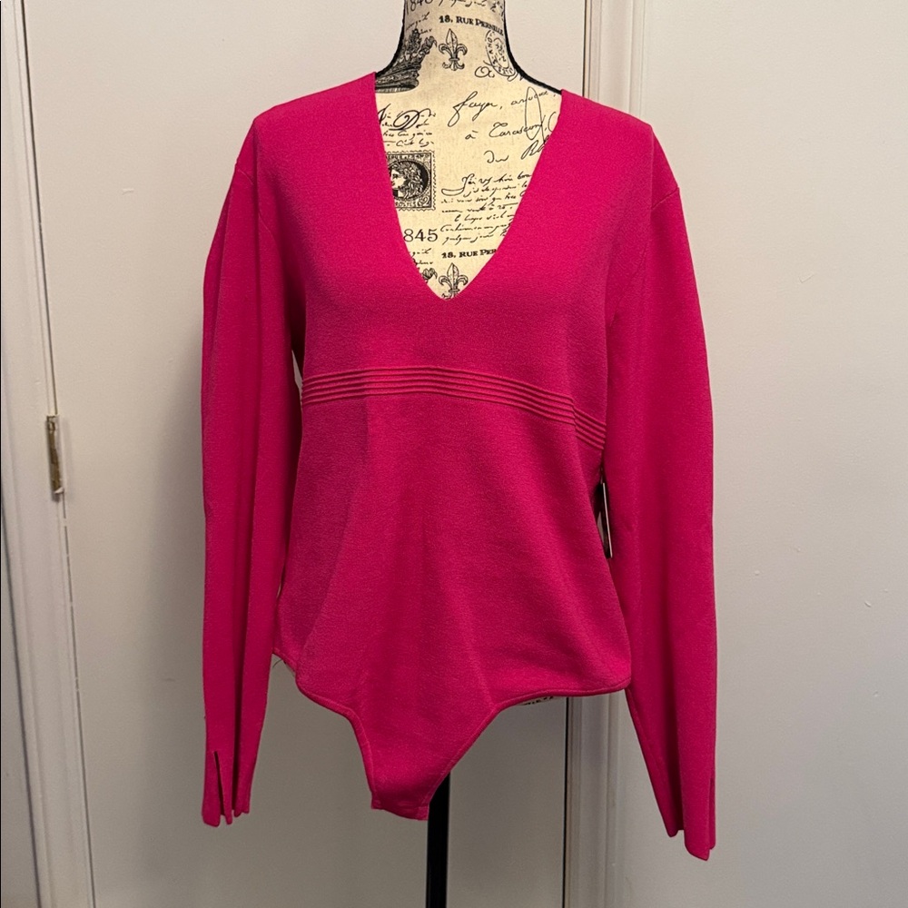 Express Pink V-Neck Bodysuit